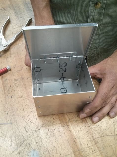 hindge on sheet metal box|riveted metal box instructions.